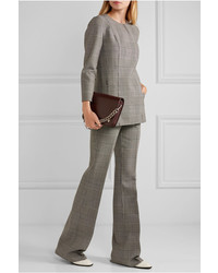Theory Demitria Prince Of Wales Checked Stretch Wool Flared Pants Gray