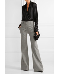 Gareth Pugh Prince Of Wales Checked Wool Flared Pants Gray