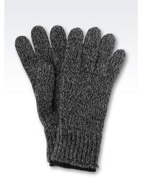 Armani Collezioni Gloves In Melange Wool With Leather Logo