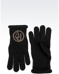 Armani Jeans Wool Blend Glove With Rhinestone Logo