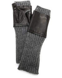 Carolina Amato Fingerless Knit Leather Gloves