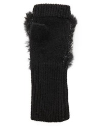 Adrienne Landau Fur Knit Fingerless Gloves