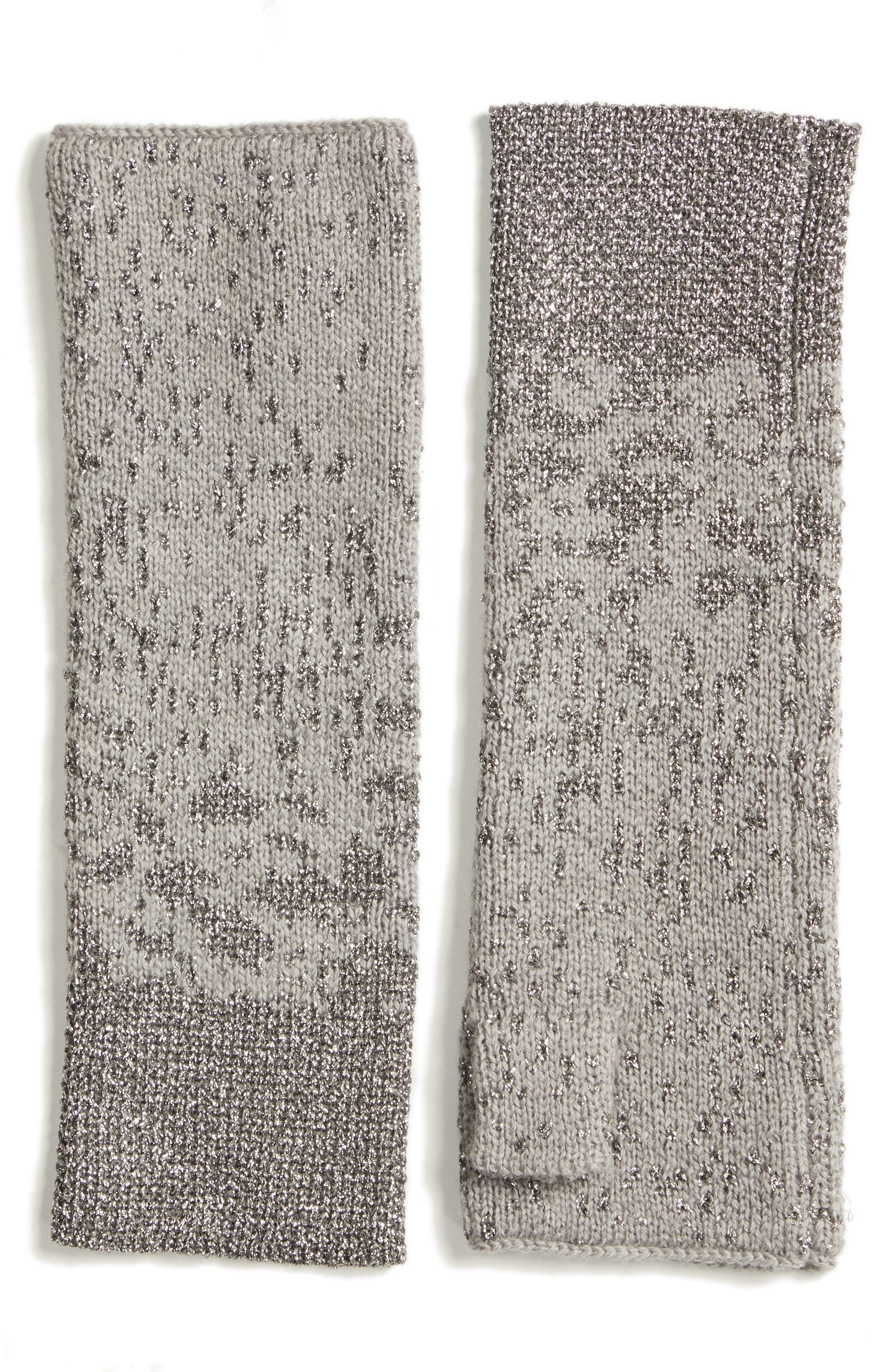 metallic fingerless gloves