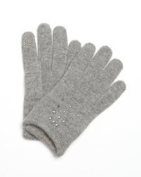 Wyatt Light Grey Silver Studded Cashmere Wool Blend Gloves