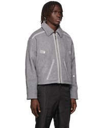 C2h4 Grey Wool Military Stagger Stripe Jacket