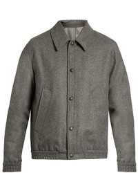 Ami Point Collar Wool Blend Flannel Jacket