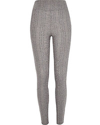 River Island Grey Cable Knit High Waisted Leggings