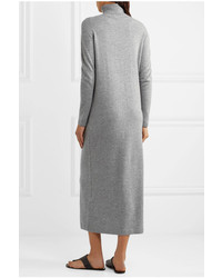 Allude Wool And Cashmere Blend Turtleneck Midi Dress Gray
