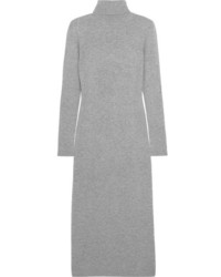 Allude Wool And Cashmere Blend Turtleneck Midi Dress Gray