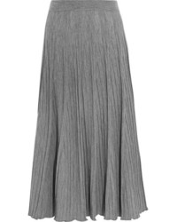 Chloé Ribbed Wool Jersey Maxi Skirt Gray