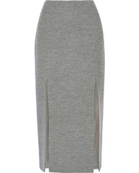 Wes Gordon Split Wool Blend Midi Skirt