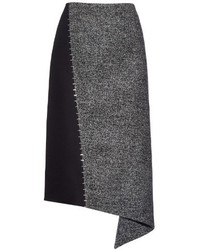 Balenciaga Staples Detail Wool Blend Midi Skirt