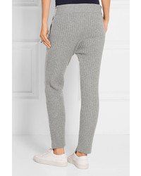 Sacai Cotton Blend Jersey And Wool And Cashmere Blend Track Pants Gray
