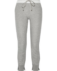 Sacai Cotton Blend Jersey And Wool And Cashmere Blend Track Pants Gray