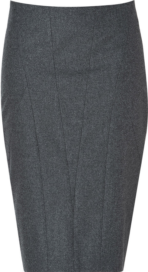 Brunello Cucinelli Stretch Wool Pencil Skirt In Heather Grey ...