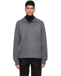Ermenegildo Zegna Couture Grey Wool Sweater Polo