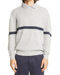 Beams Plus Stripe Wool Blend Polo Sweater