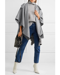 Balenciaga Hooded Wool And Cashmere Blend Poncho Gray