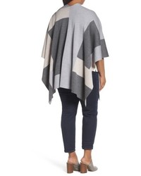 Eileen Fisher Plus Size Colorblock Merino Wool Poncho Cardigan