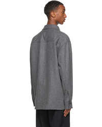 Jil Sander Grey Compact Wool Shirt Jacket