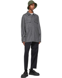 Jil Sander Grey Compact Wool Shirt Jacket