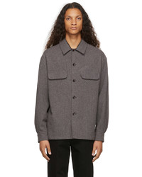 Lemaire Grey Wool Boxy Overshirt