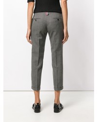Thom Browne Lowrise Skinny Trousers In Medium Grey 2 Ply Wool Fresco