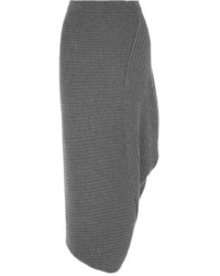 J.W.Anderson Asymmetric Ribbed Merino Wool Skirt Gray