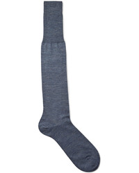 Bresciani Knee Length Mlange Wool Blend Socks