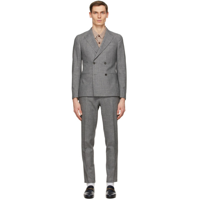Z Zegna Grey Wool Double Breasted Suit, $800 | SSENSE | Lookastic
