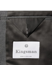 Kingsman Grey Double Breasted Shadow Checked Super 150 Wool Suit