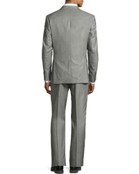 Michael Kors Michl Kors Sharkskin Two Button Wool Two Piece Suit Gray