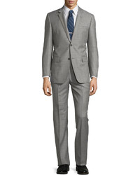 Neiman Marcus Modern Fit Wool Two Piece Shark Suit Gray