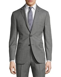 DKNY Slim Fit Solid Wool Two Button Suit Gray