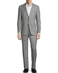 Neiman Marcus Slim Fit Two Button Wool Two Piece Suit Gray