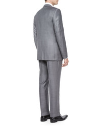 Ermenegildo Zegna Trofeo Wool Sharkskin Suit Gray