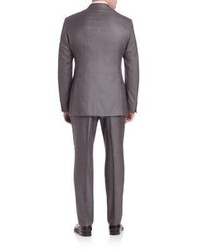 Armani Collezioni Two Button Pindot Wool Blend Suit