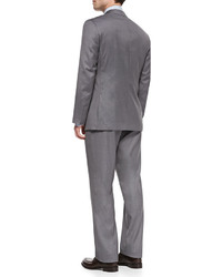 Isaia Wool Two Button Suit Gray Bicolor