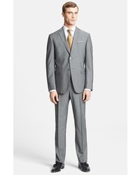 Z Zegna Trim Fit Grey Wool Suit Dark Grey Solid 48s