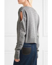 MCQ Alexander Ueen Cutout Wool And Cashmere Blend Sweater Gray