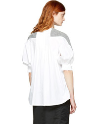 Sacai Grey And White Hybrid Shirt Pullover