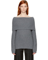 MSGM Grey Off The Shoulder Sweater