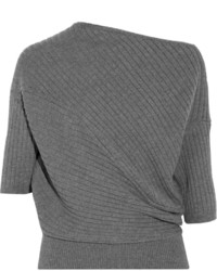 J.W.Anderson Ribbed Stretch Merino Wool Blend Sweater Dark Gray