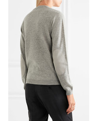 Maison Margiela Suede Paneled Wool Sweater Gray