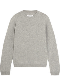 Maison Margiela Suede Paneled Wool Sweater Gray