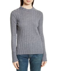 Theory Wide Ribbed Mock Neck Wool Sweater