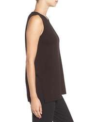 Eileen Fisher Round Neck Wool Crepe Long Tank