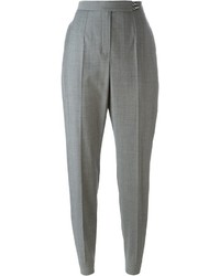 Grey Wool Tapered Pants