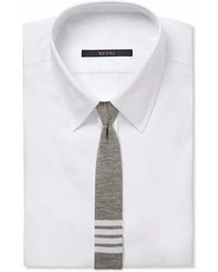 Thom Browne 5cm Striped Knitted Mlange Wool Tie