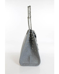 Ermanno Scervino Gray Wool Jewel Embellished Shoulder Handbag